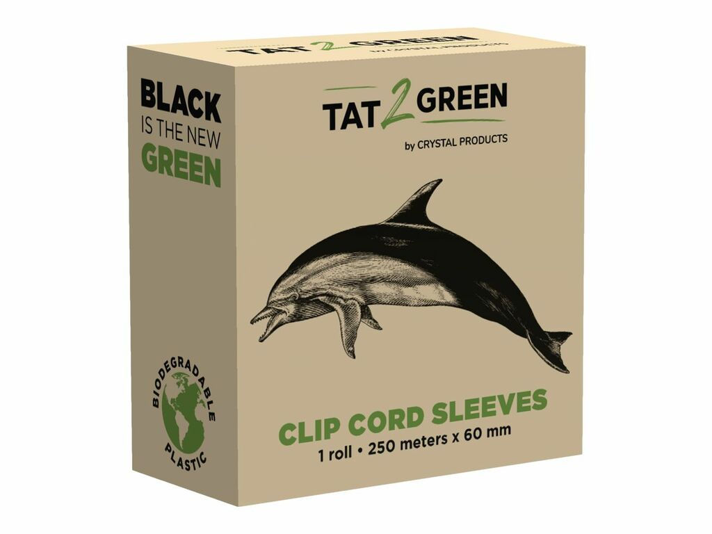 Clip Cord Sleeves - Roll Uncut - Black - 250 meters x 60 mm