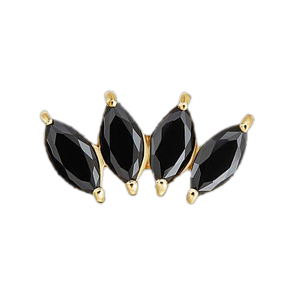 Four Marquise Fan – Jet – 14k Gold