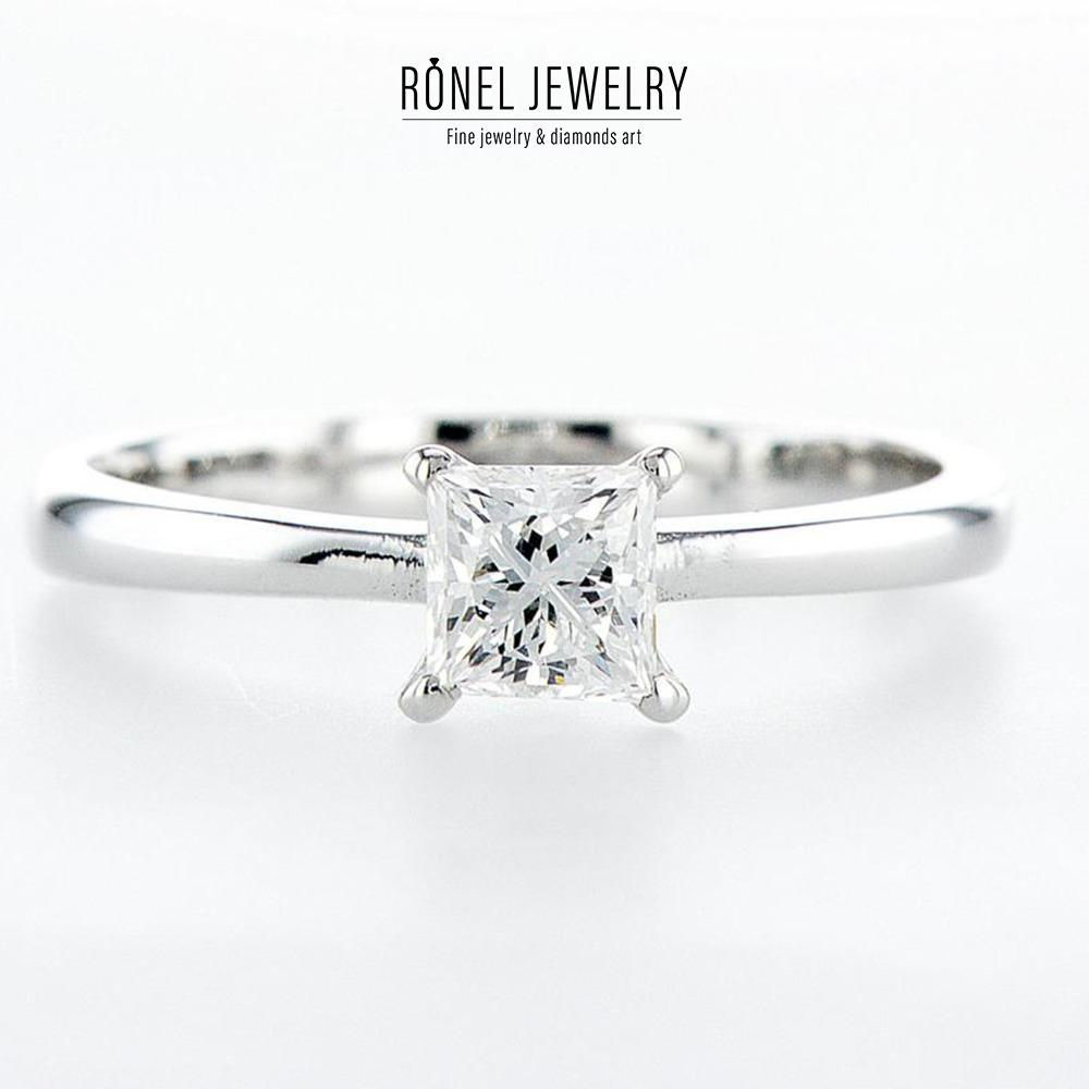 ct 0.70" טבעת יוקרתית משובצת יהלום טבעי בליטוש "פרינסס