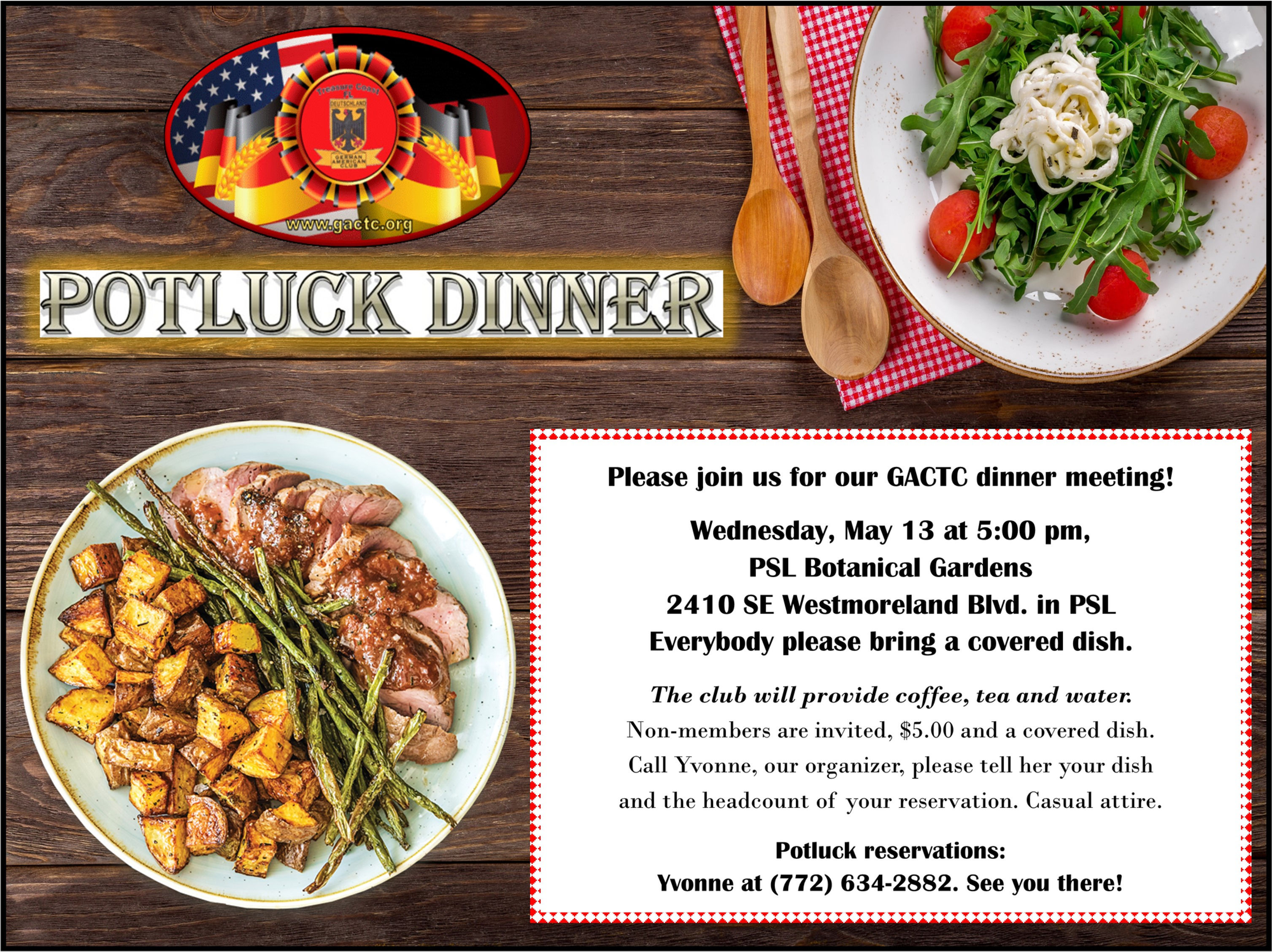 MAY 13, 2026 - POTLUCK DINNER MEETING