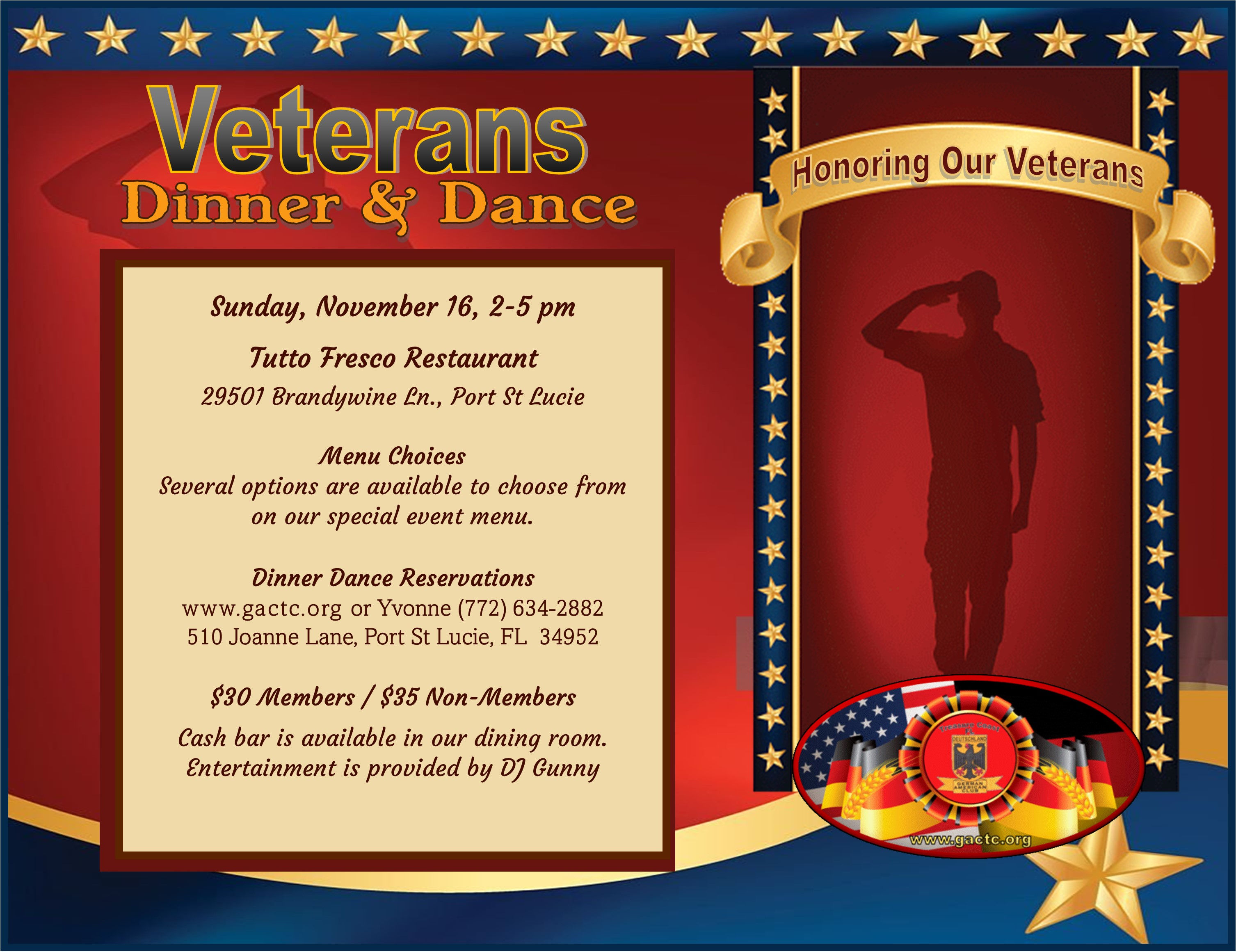 NOVEMBER - Dinner And Dance - NON-MEMBERS