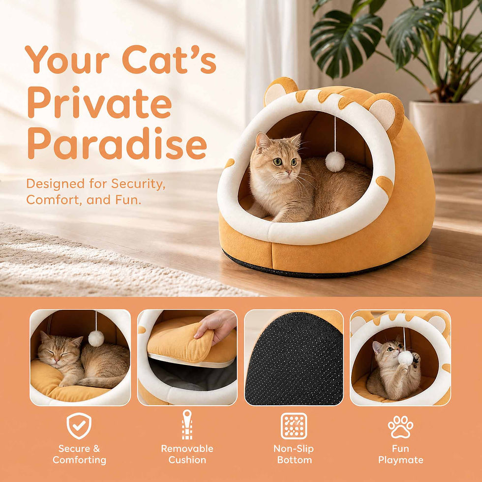 Thumbnail: Whisker Hideaway Cat Cave Bed - Cosy Cotton Sleeping Pod
