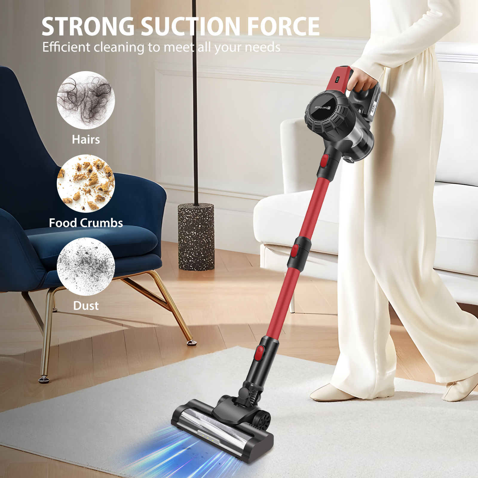 The Crimson Cyclone: Ultra-Lightweight Cordless Stick Vacuum