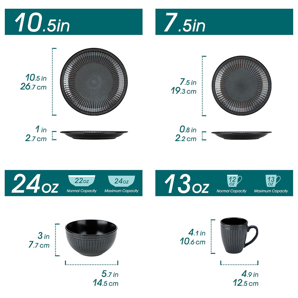 Thumbnail: NoirElegance™ Relief Ceramic Dinnerware Set