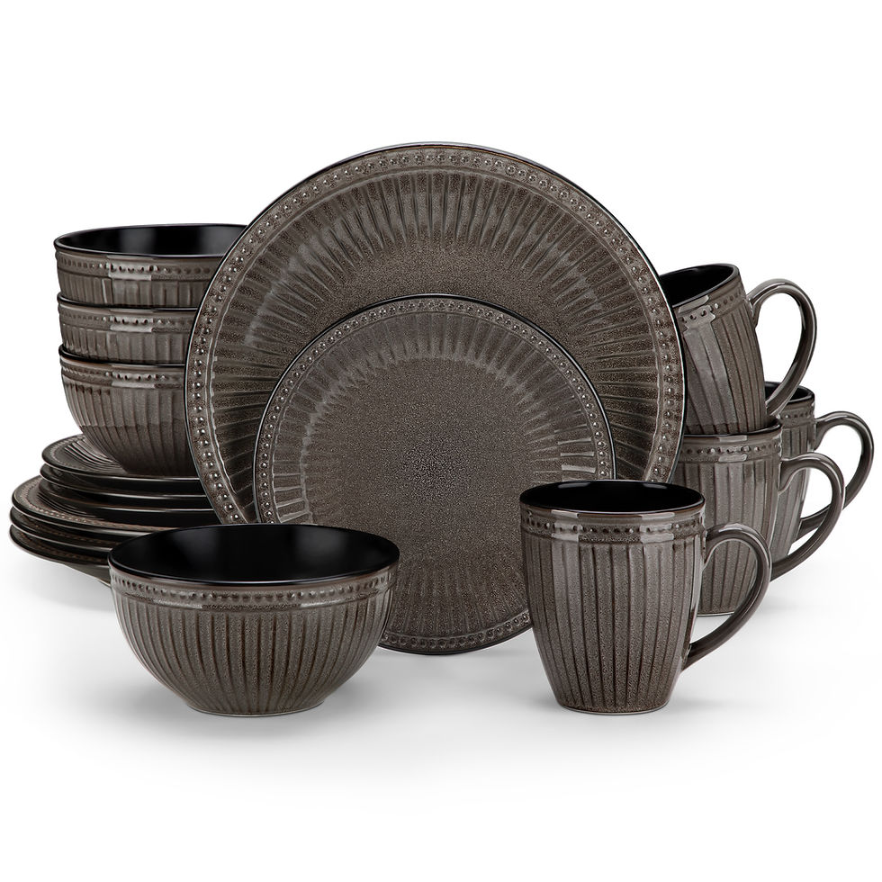Thumbnail: NoirElegance™ Relief Ceramic Dinnerware Set