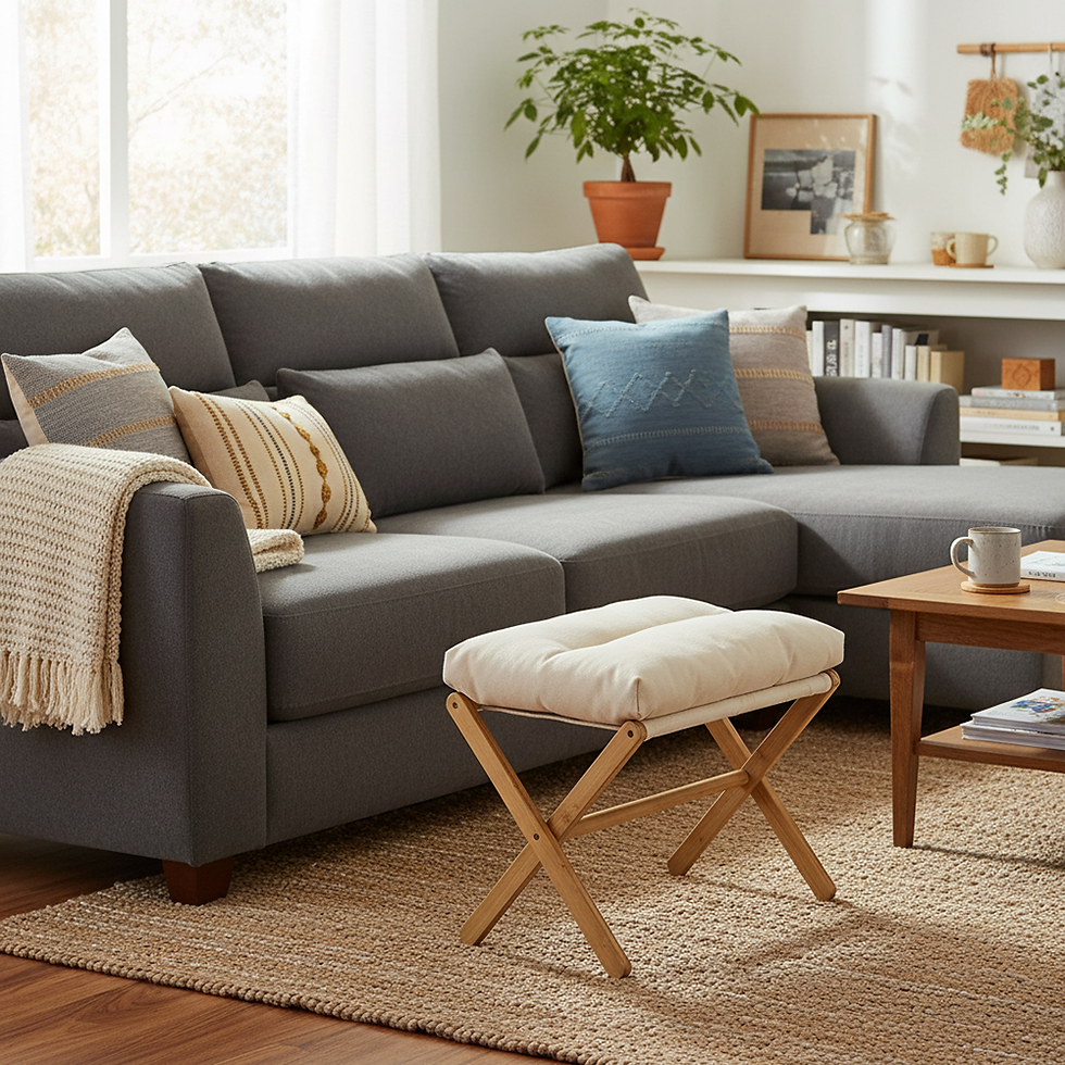 Thumbnail: The Nordic Nest: Folding Bamboo Ottoman & Footstool