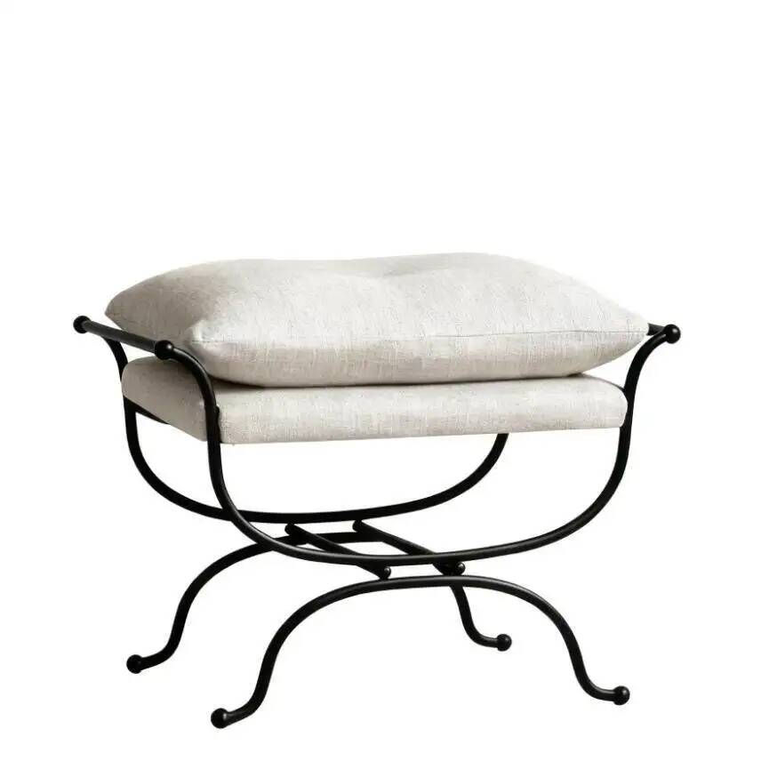 Thumbnail: Montmartre Cushioned Metal Stool - French-Inspired Accent Seat