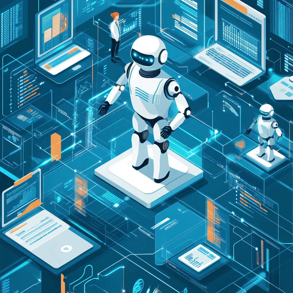 Ілюстрація автоматизації бізнес-процесів з використанням сучасних технологій для підвищення ефективності.