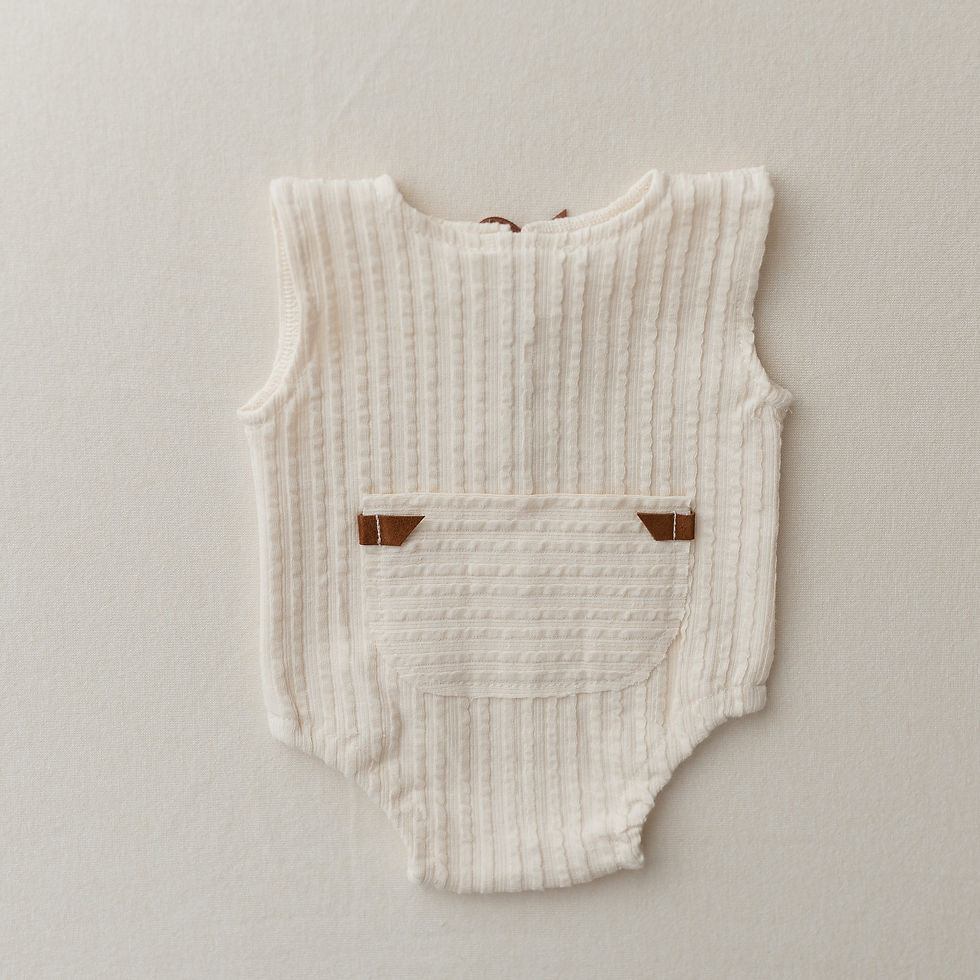 Thumbnail: Carl - Newborn Photo Prop Boy Romper, Ecru