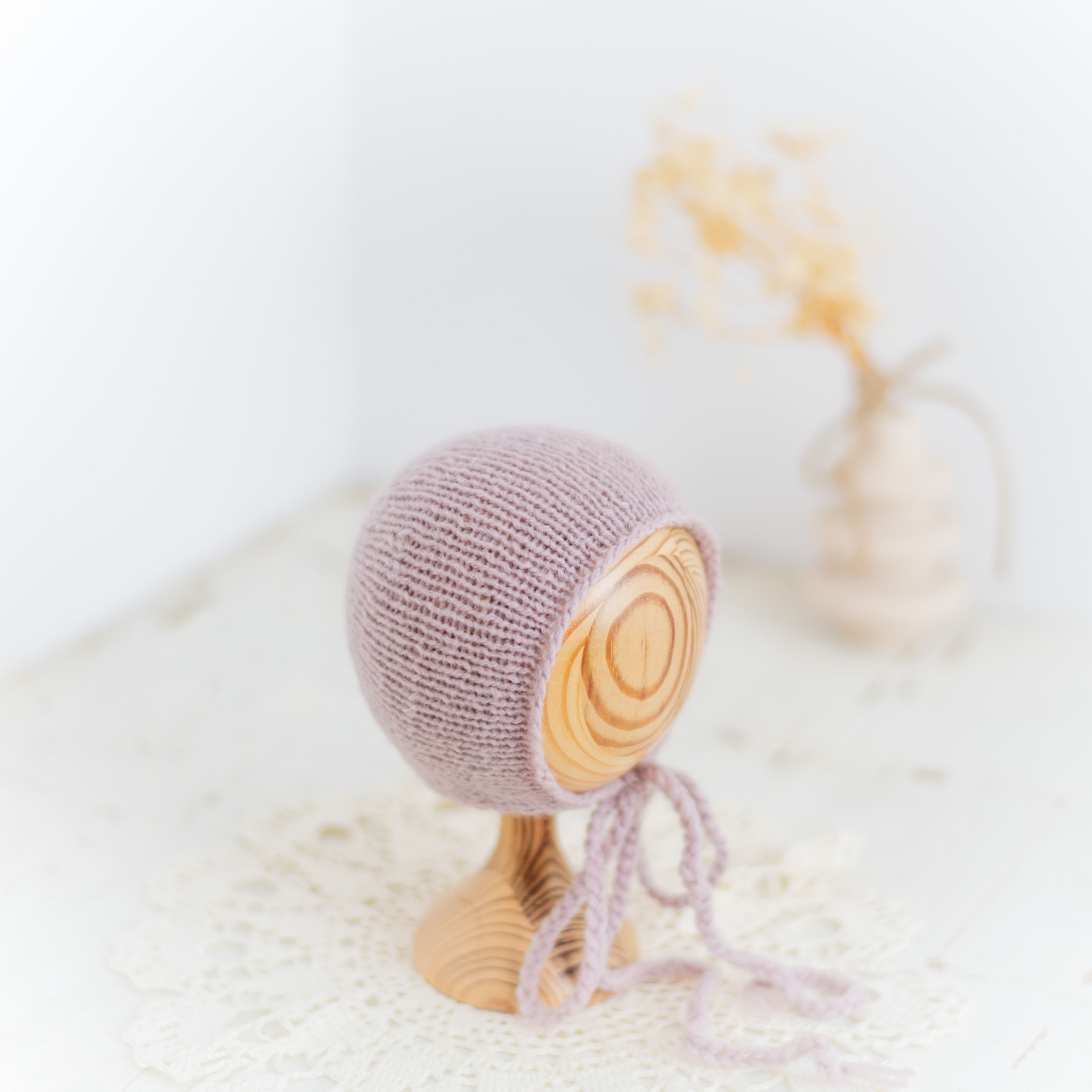 Bonnet - Newborn Photo Prop Girl Hat, Lilac