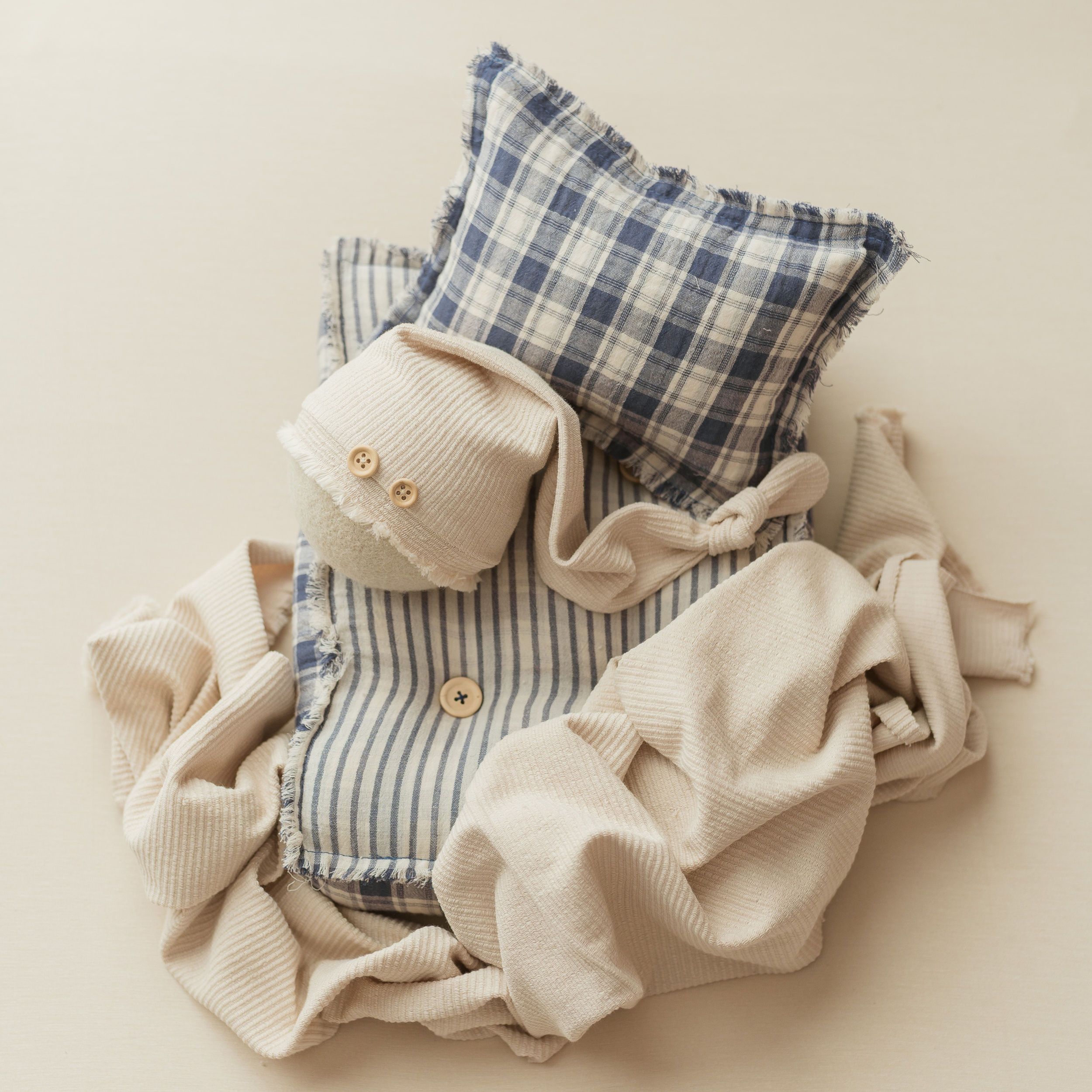 Denim Cream SET - Double Sided Mattress and Pillow, Sleepy Hat and Wrap