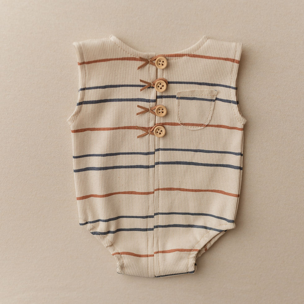 Thumbnail: Carl - Newborn Photo Prop Boy Romper, Natural Beige