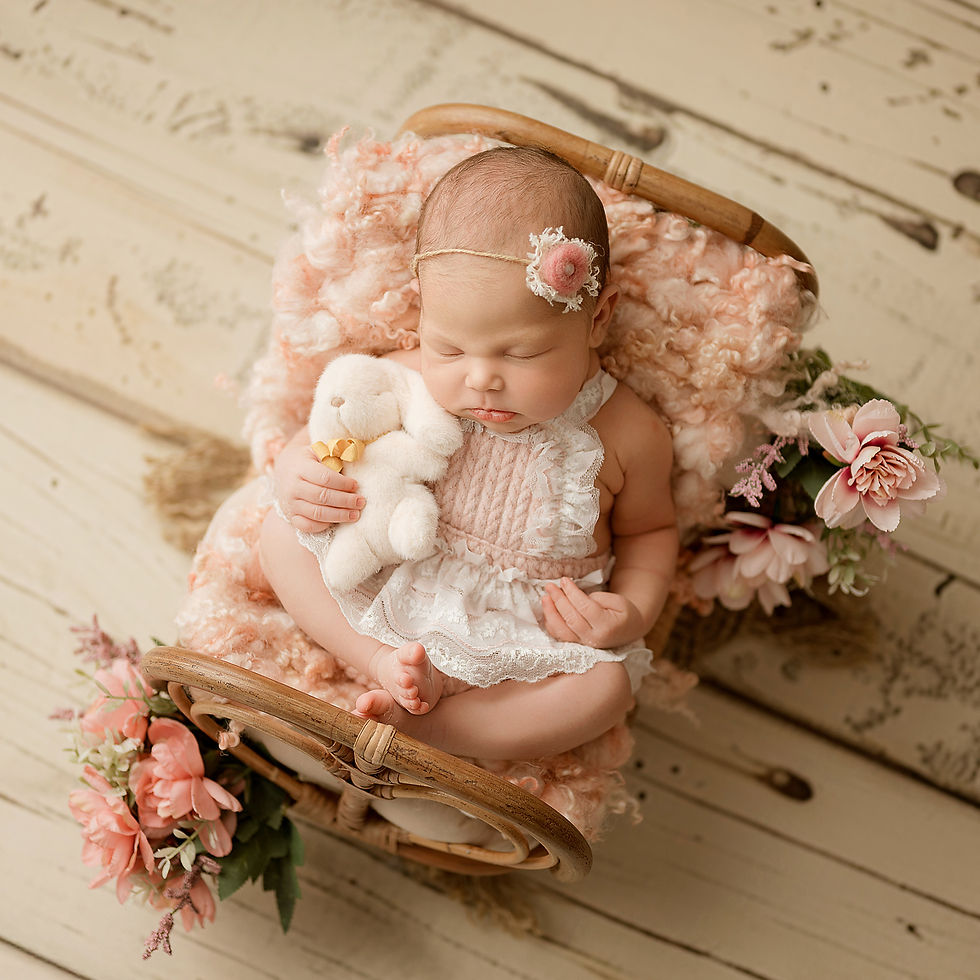 Anita - Newborn Photo Prop Girl Romper, Nude Pink