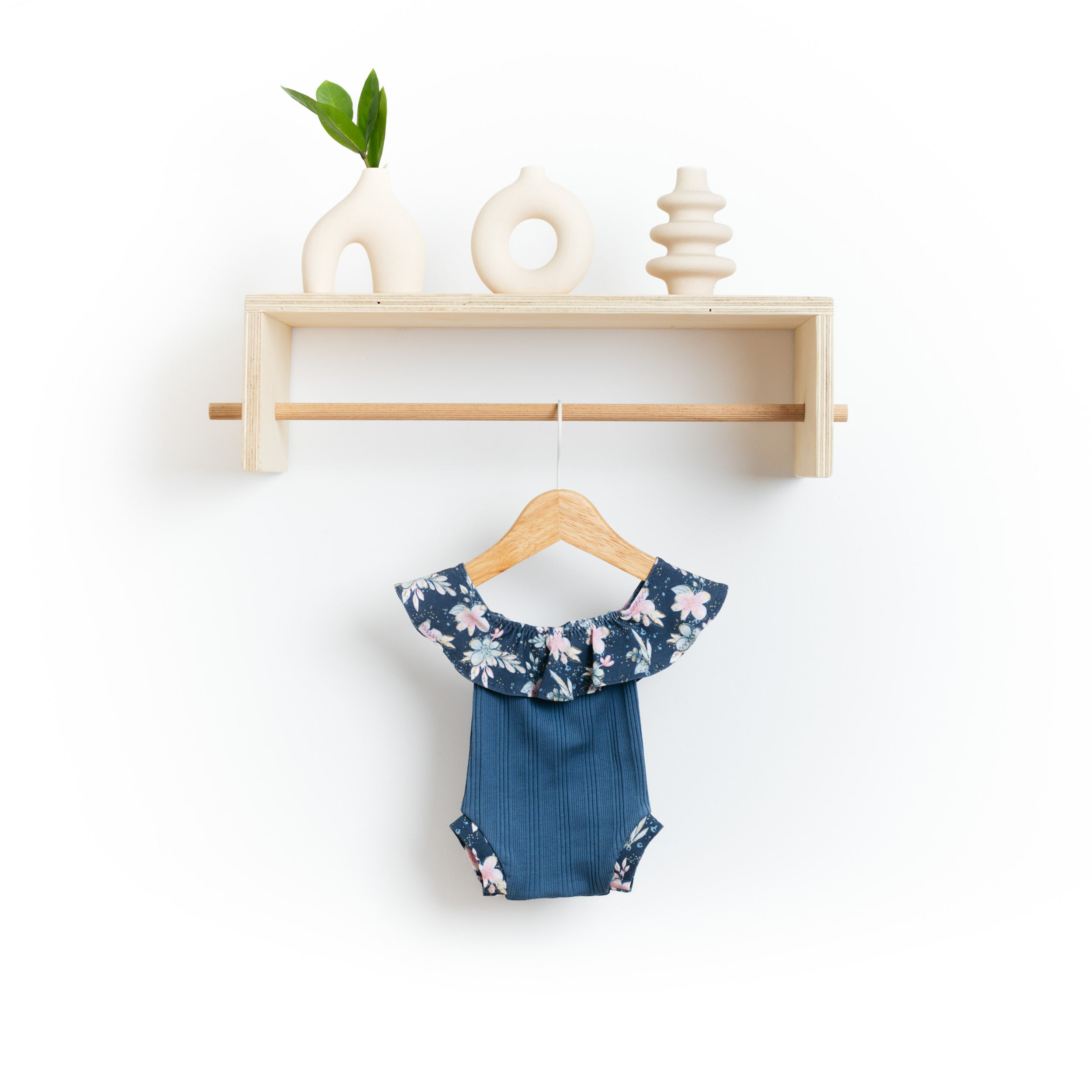 Rosie - Newborn Photo Prop Girl Romper, Dark Jeans