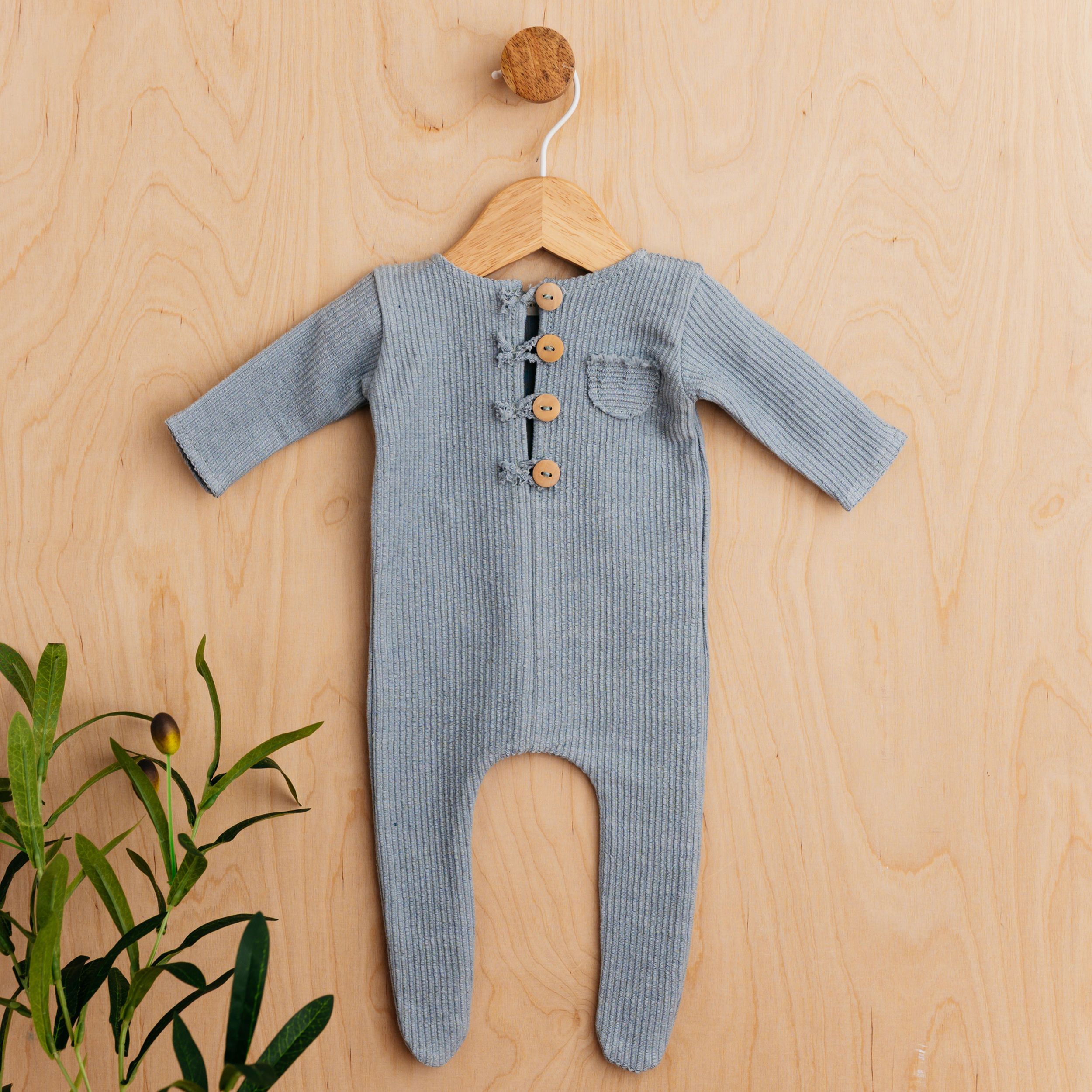 Joey - Newborn Photo Prop Boy Romper, Light Blue