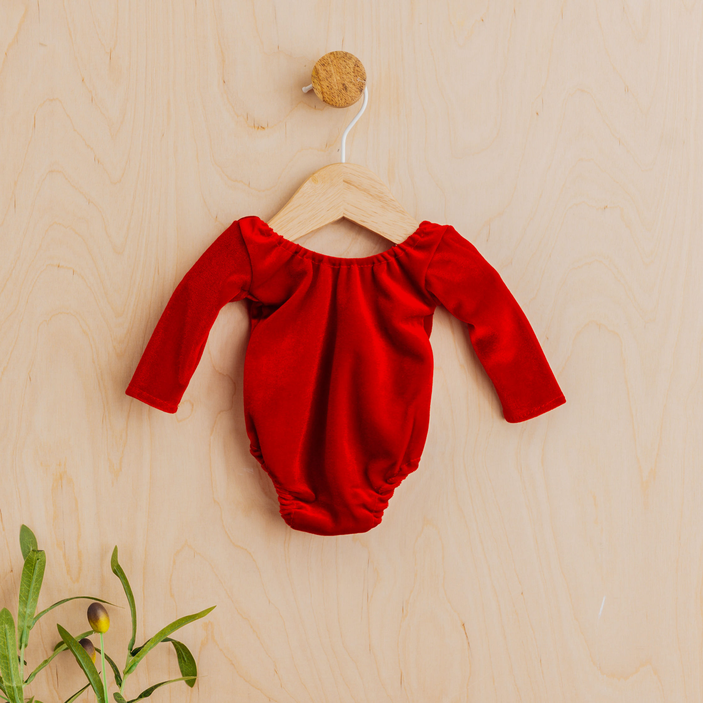 Alice - Newborn Photo Prop Girl Romper, Red