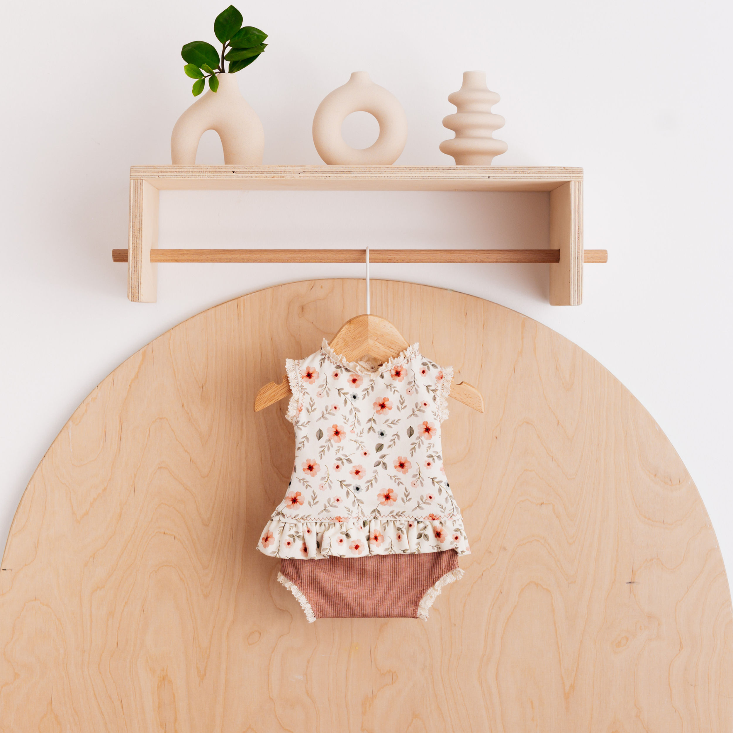 Monica - Newborn Photo Prop Girl Romper, Old Pink