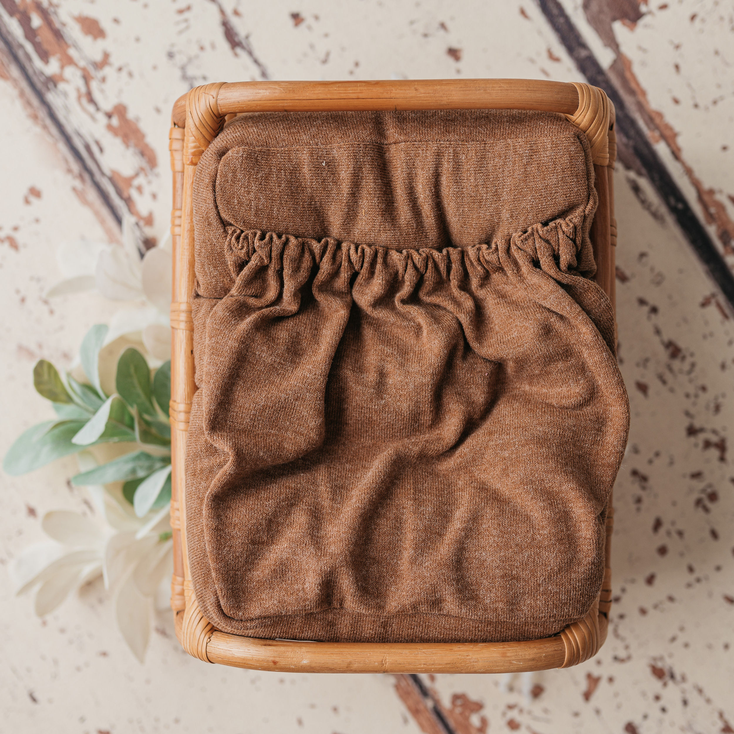 Double Sided Mattress - Newborn Photo Prop Pillow Base and Cover, Camel Brown