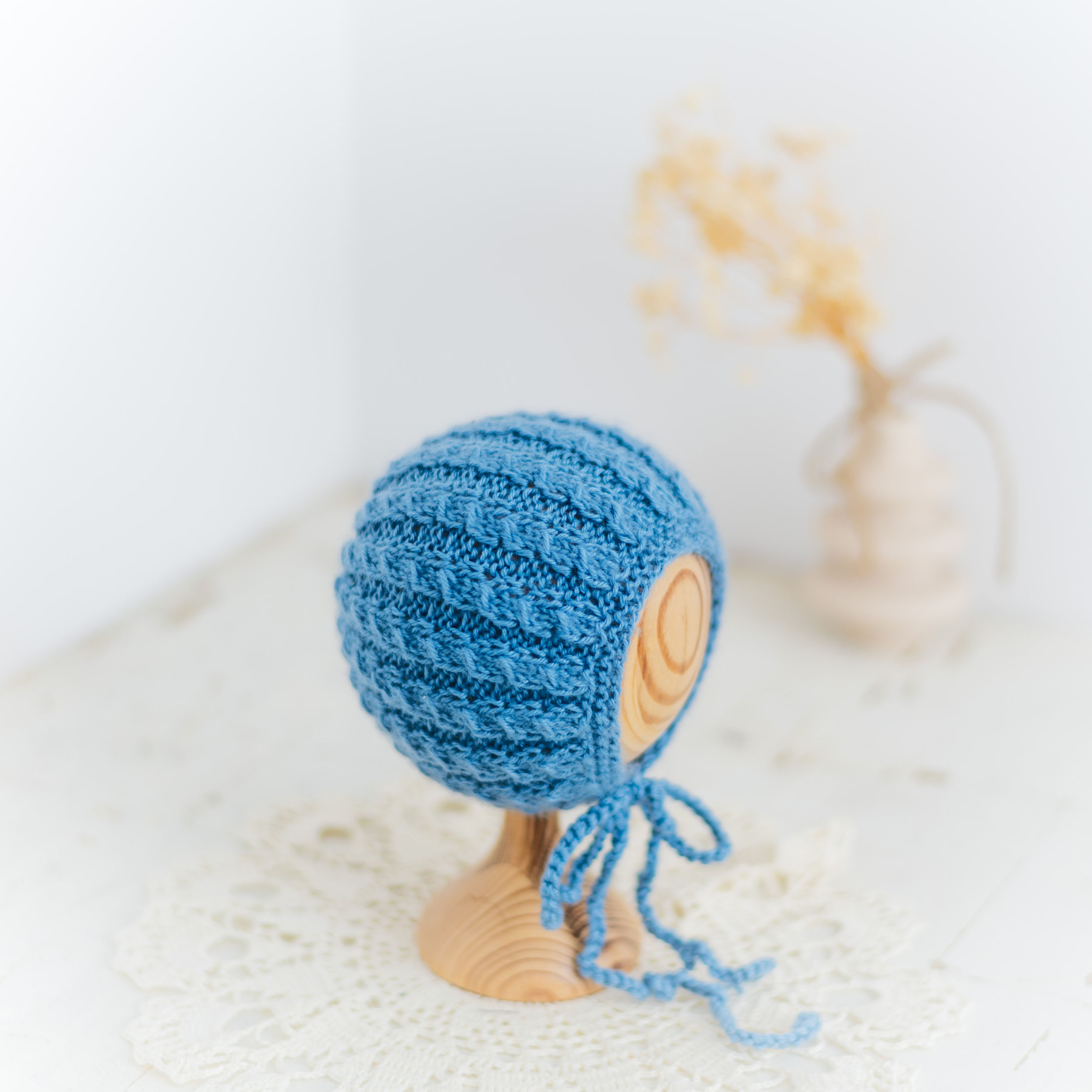 Bonnet - Newborn Photo Prop Boy or Girl Hat, Dark Jeans