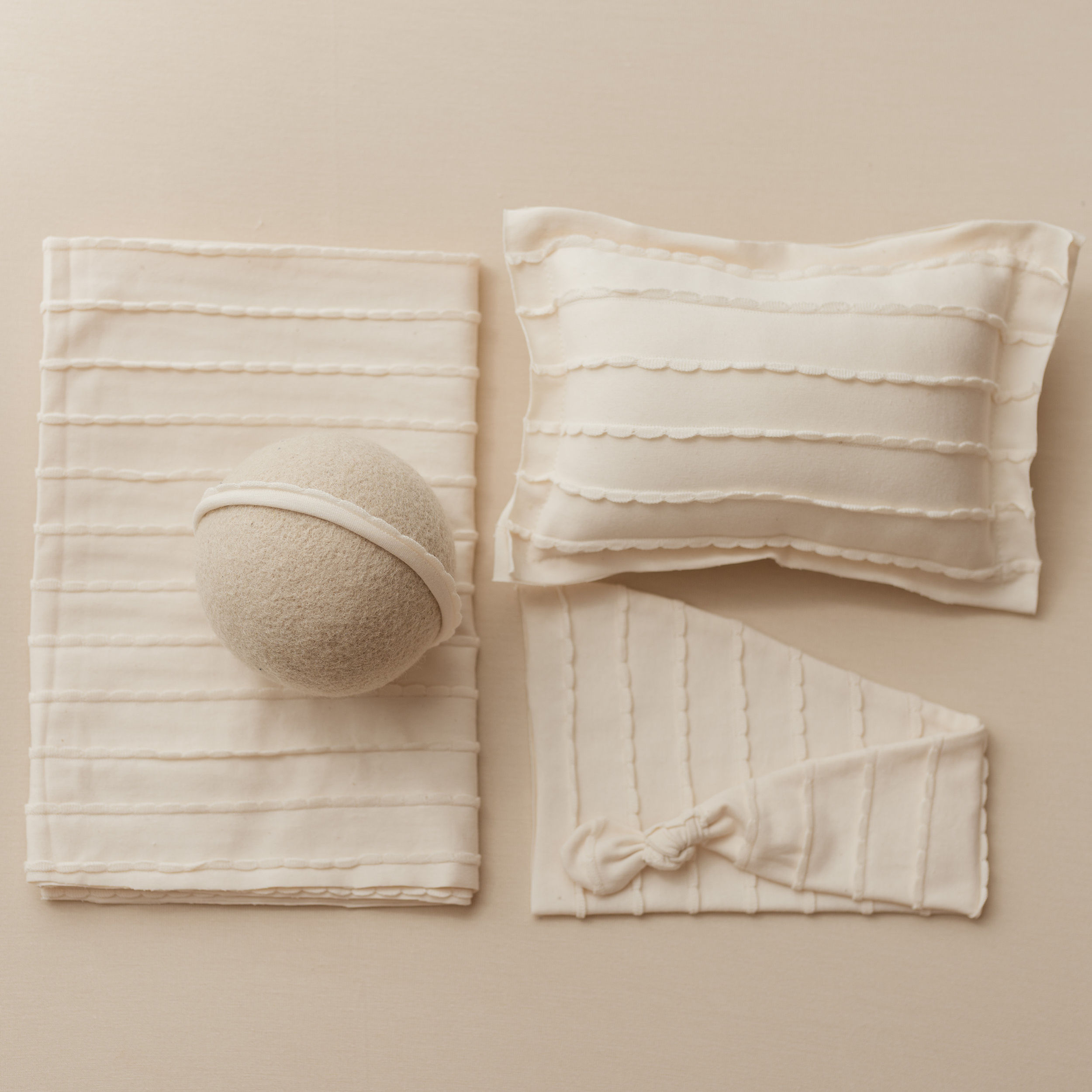 SET Beanbag Fabric, Wrap, Pillow, Hat and Tieback - Milky White