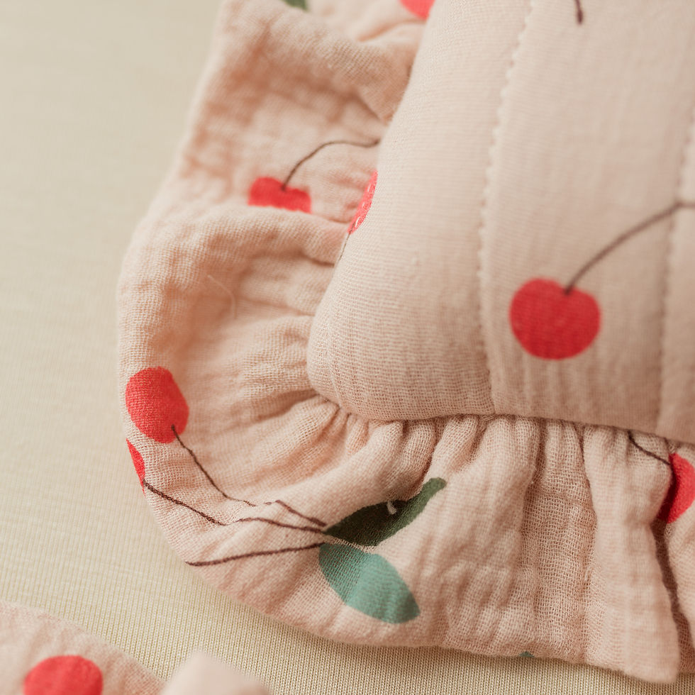 Thumbnail: Red Cherry SET - Double Sided Mattress and Pillow, Sleepy Hat and Wrap