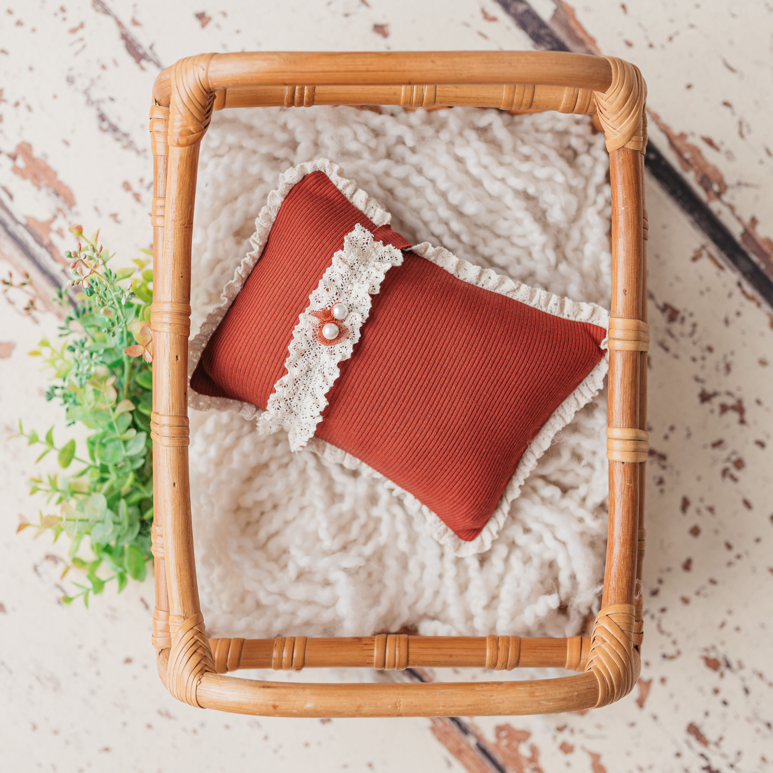 Pillow - Newborn Photo Prop Pillow Base and Cover, Rust