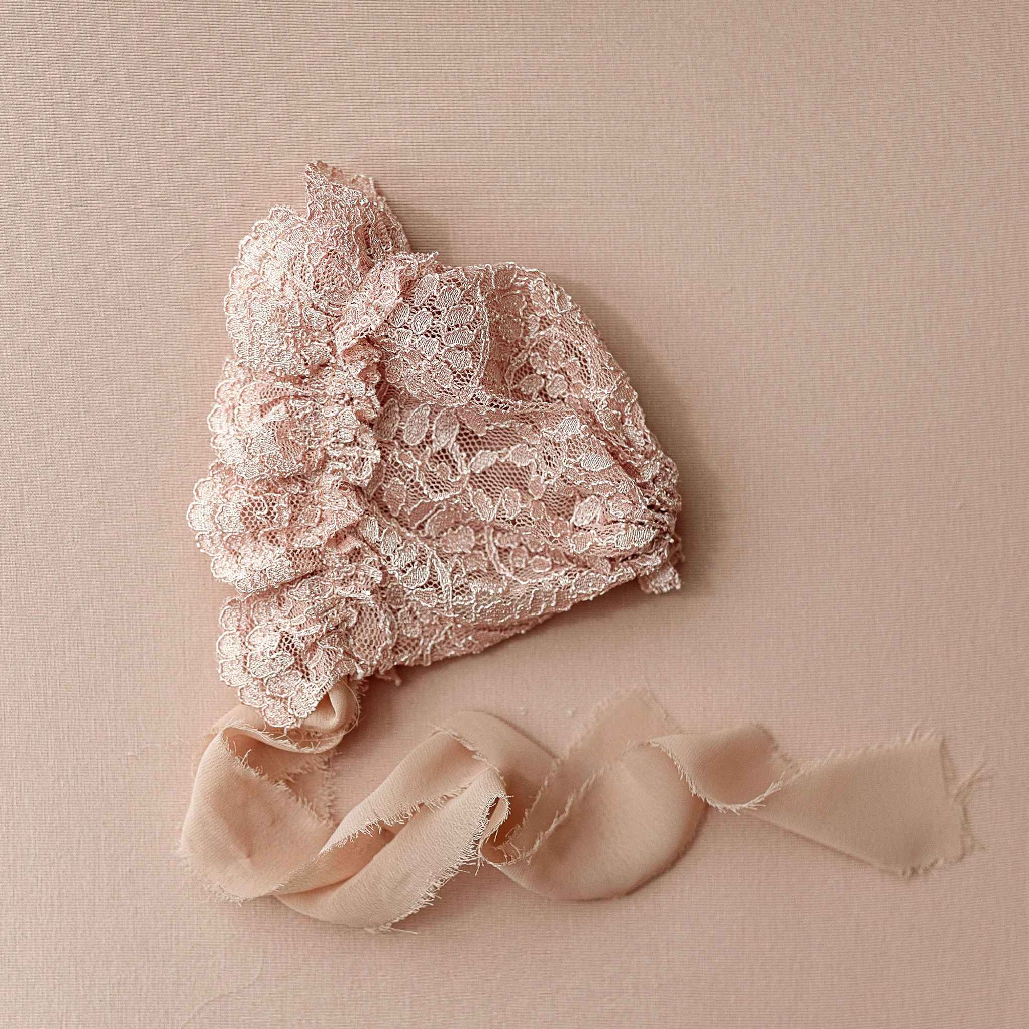 Bonnet - Newborn Photo Prop, Nude Pink