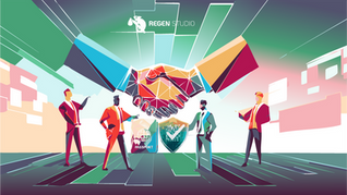 The banner, showing trust through a handshake