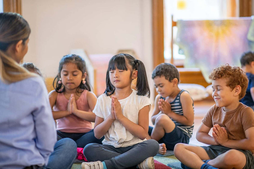 teachers and students in meditation