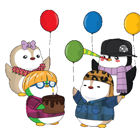 Celebrate Happy Birthday Sticker by Pudgy Penguins.gif