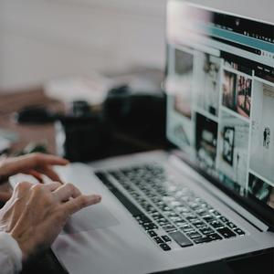 Olga Kondratenko working on a website design project