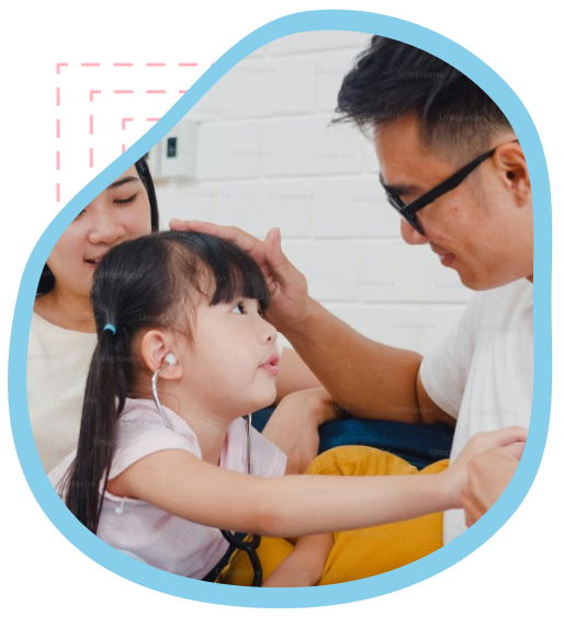 A child wearing stethoscope