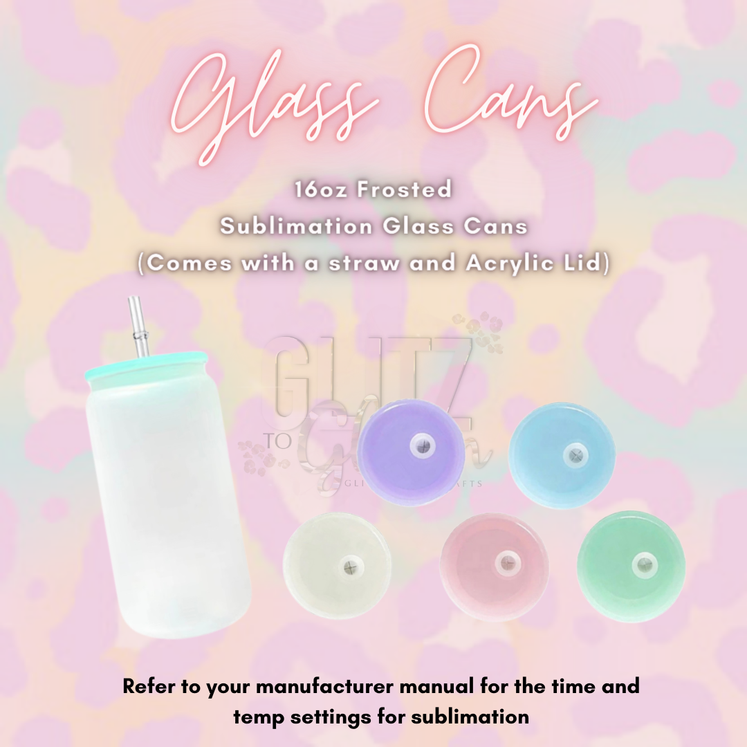 16oz Frosted Glass Cans w/Acrylic Lids