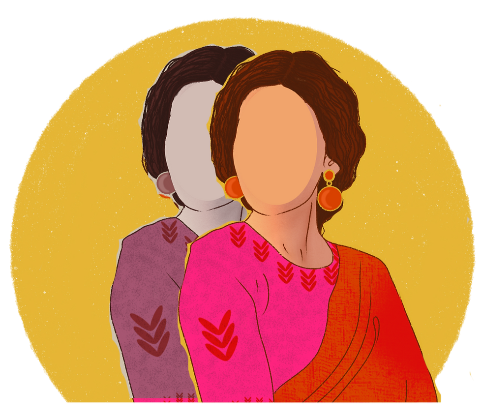 Two shades of a woman signifying internal distress and disonance
