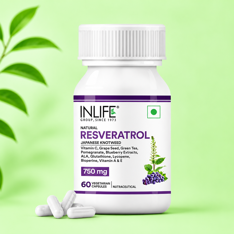 Inlife Trans-Resveratrol Antioxidant Complex Capsules with 500 mg trans-resveratrol, grape seed, green