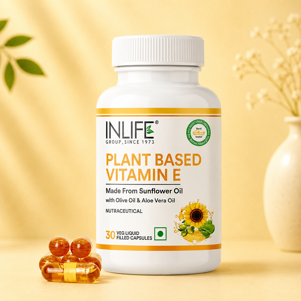 **Alt Text:** Inlife Sunflower, Olive & Aloe Vera Oil Capsules, 30-capsule bottle with sunflower oil, olive oil, and aloe ver