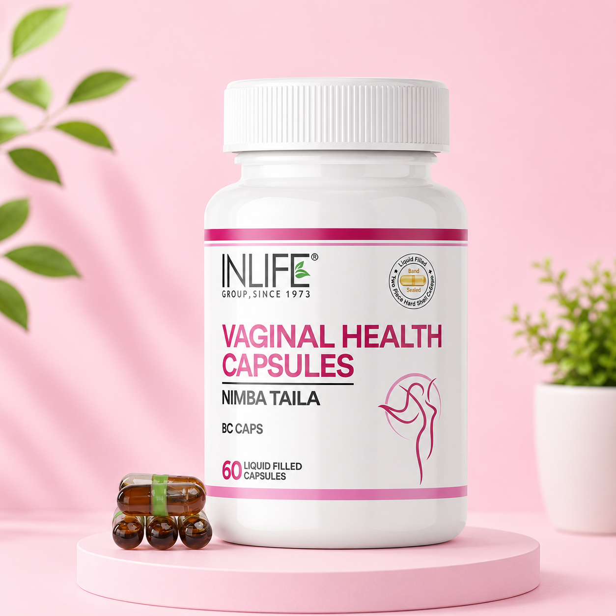 Inlife Neem Seed Oil Capsules containing 500 mg Neem Seed Oil (Nimba Taila) from *Azadirachta indica*, formulat