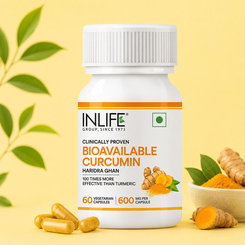 **Alt Text:** Inlife Clinically Proven Bioavailable Curcumin Capsules with 600 mg organic bioavailable curcumin to support jo