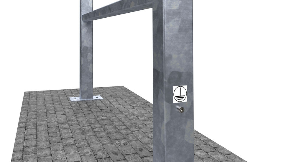 Miniaturbild: AB_134_E Fahrradanlehnbügel mit Knieholm und Steckdosen