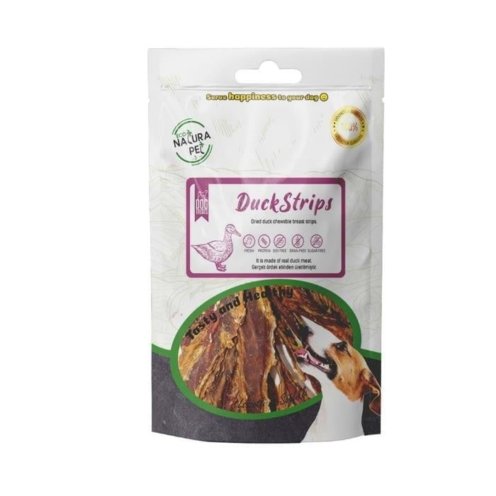 Eco Natura Pet Duck Strips Yumuşak Ördek Eti Dilim Köpek Ödülü 80 gr, köpeğinizin çiğneme ihtiyacını karşılamak ve diş sağlığını desteklemek amacıyla özel olarak formüle edilmiştir. Yumuşak dokusu sayesinde tüm yaş ve ırklardaki köpekler için uygundur. Taze ördek eti içeriğiyle lezzetli bir atıştırmalık sunar.
Düzenli kullanımda diş plağı ve tartar oluşumunu azaltmaya yardımcı olurken, ağız hijyenini geliştirir ve nefesin tazelenmesine katkı sağlar. Ayrıca, çiğneme ihtiyacını karşılayarak istenmeyen kemirme davranışlarını azaltmaya yardımcı olur.