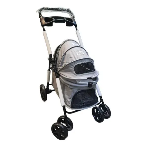 Tommy SP01 gri kedi köpek puseti, 15 kg'a kadar taşıma kapasitesi ve 74x46x97 cm ölçüsüyle küçük ve orta boy evcil hayvanlar için güvenli ve konforlu bir taşıma çözümüdür.