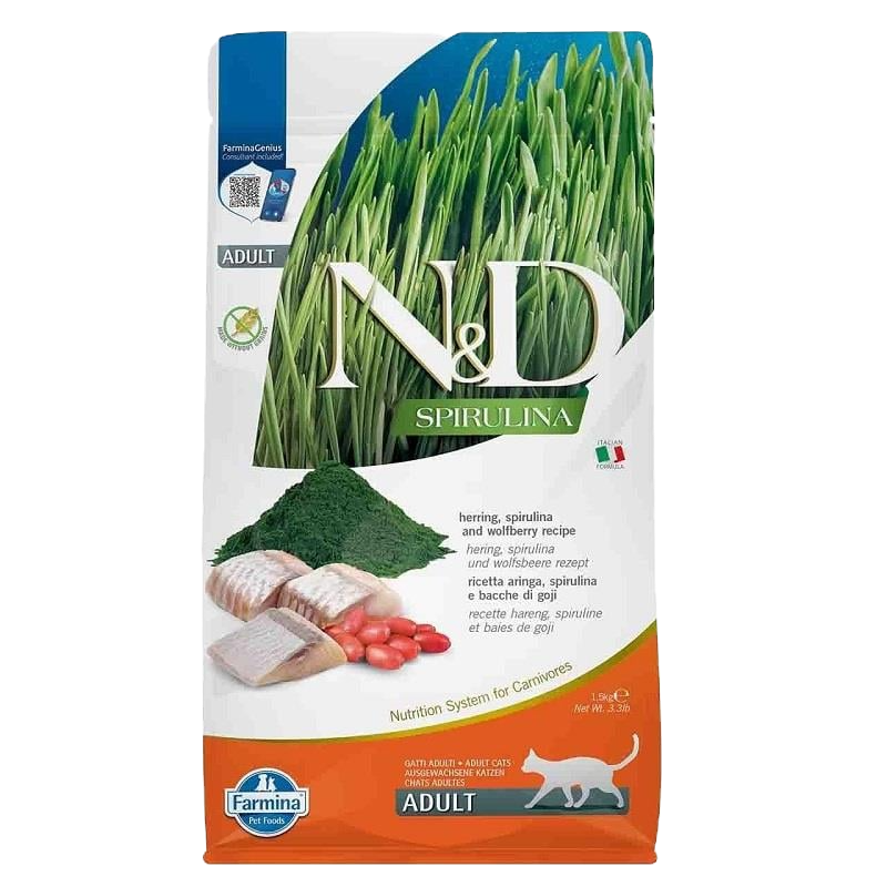 N&D Spirulina Ringa Balıklı Yetişkin Kedi Maması 1.5 kg