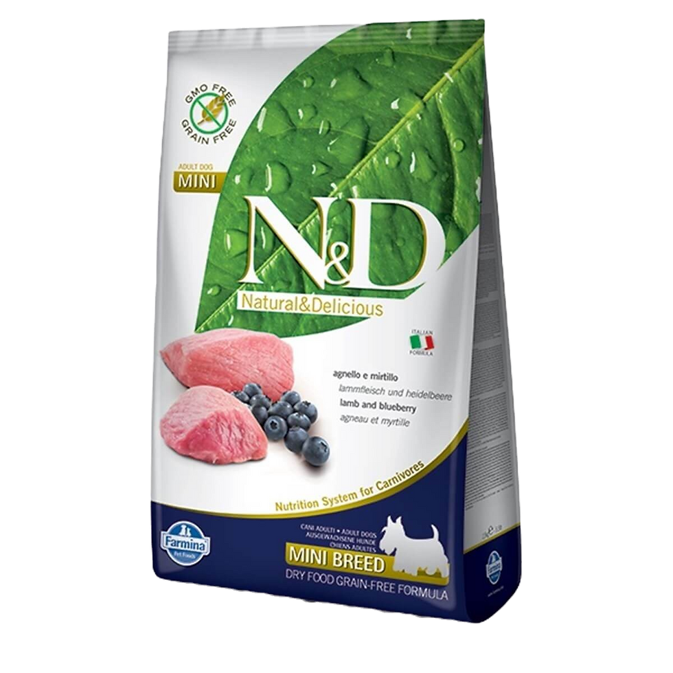 N&D Tahılsız Kuzu-Yaban Mersini Küçük Irk Yetişkin Köpek Maması 2.5 Kg