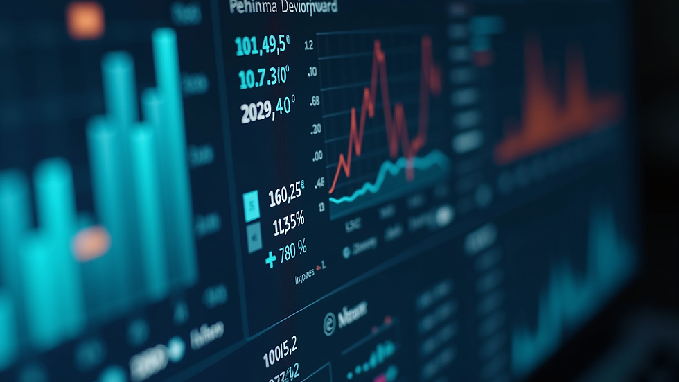 Close-up view of a digital dashboard displaying performance metrics