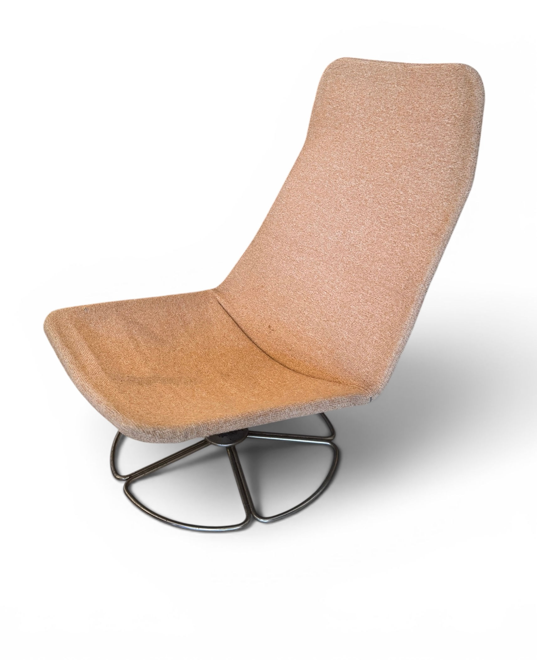 Danish Low Sling chair in Skiaccio Fabric with Chrome Base, 1970