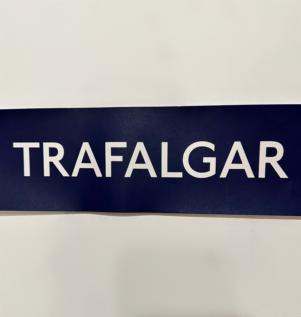 Thumbnail: Trafalgar Square Blue and White Cartridge Paper London Underground Sign, 1970