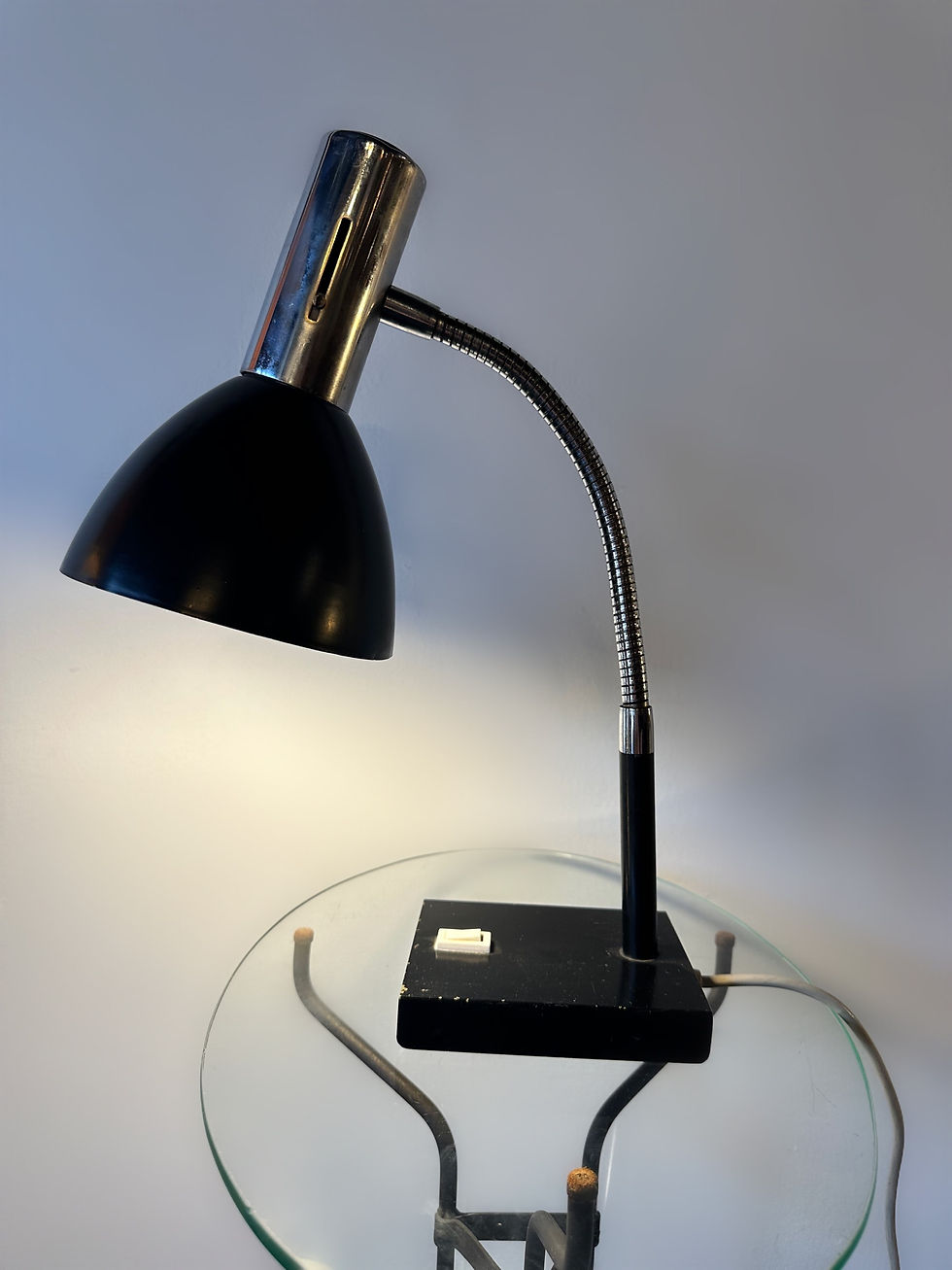 Table Lamp Chrome & Aluminium Swan Neck Lamp by Prova for Conran, 1973