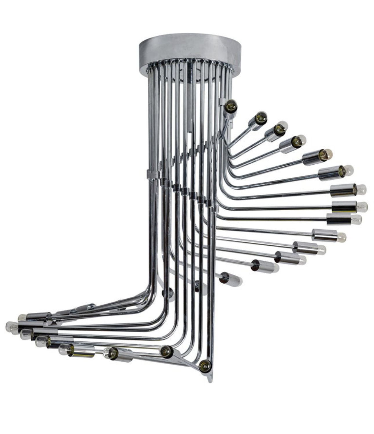 Ultra rare Italian Spiral Chrome Chandelier by Gaetano Sciolari, 1970s