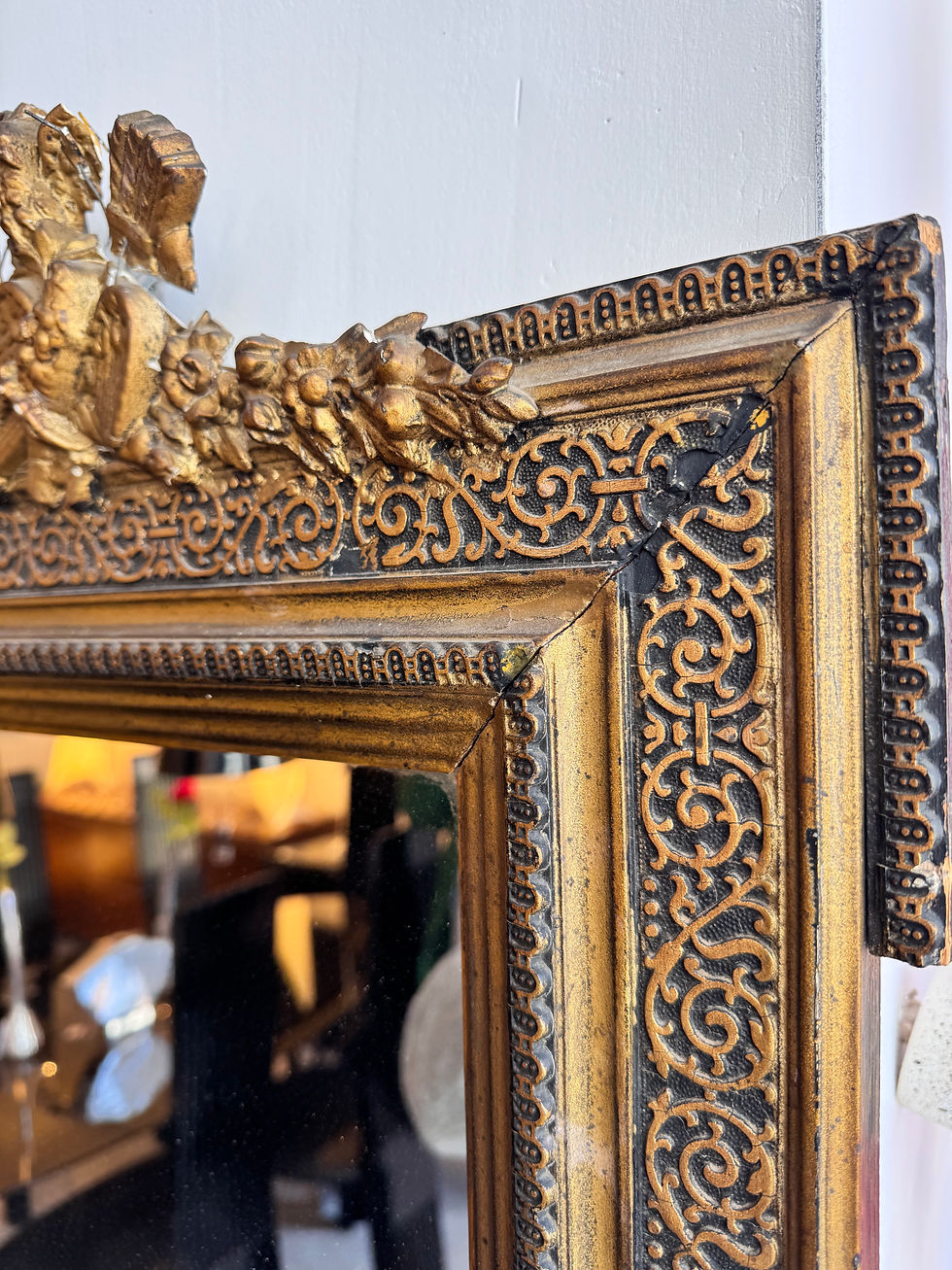 Thumbnail: Small Late 19th century Gesso & Giltwood Mirror from Italy