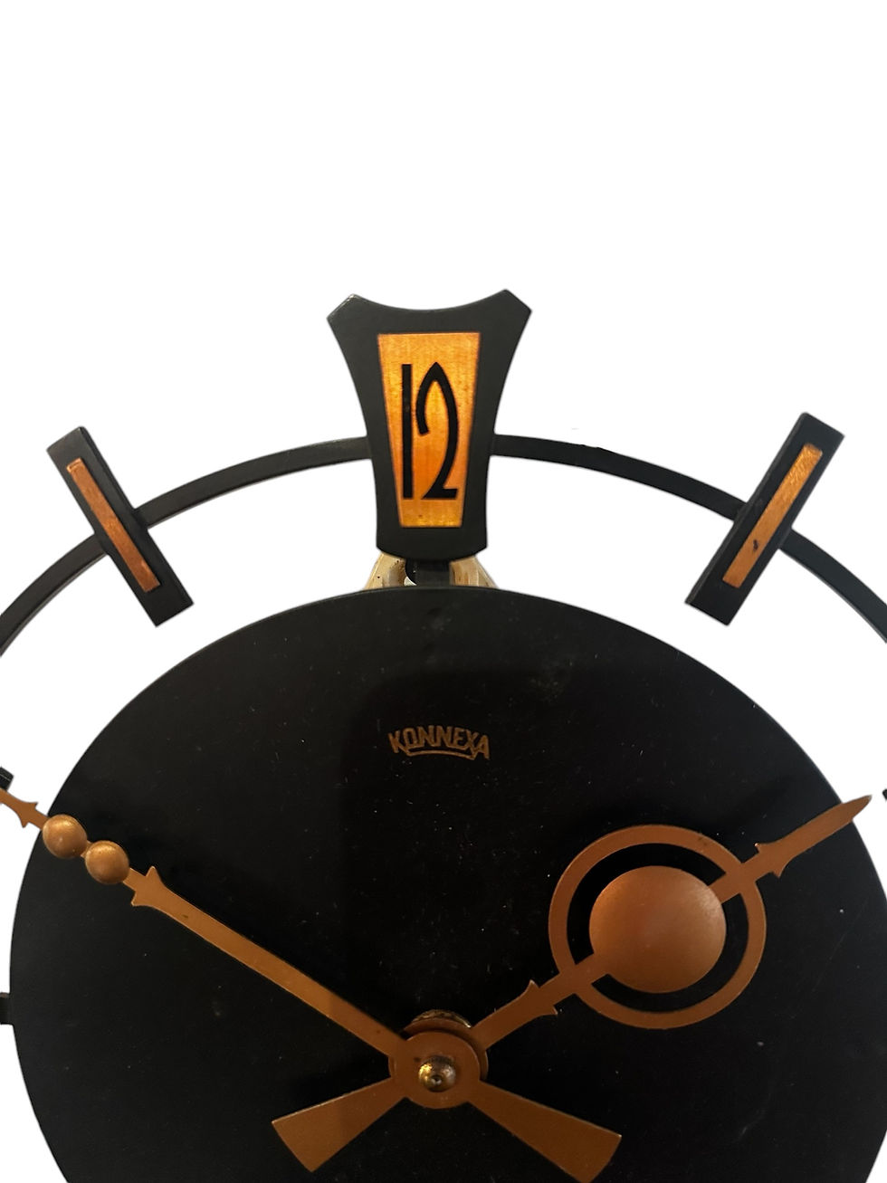 Thumbnail: Original Black Aluminium and Copper German Konnexa Clock, 1950
